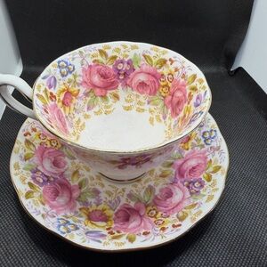Royal Albert SERENA Tea Cup and Saucer, Vintage English Bone China, Floral Roses